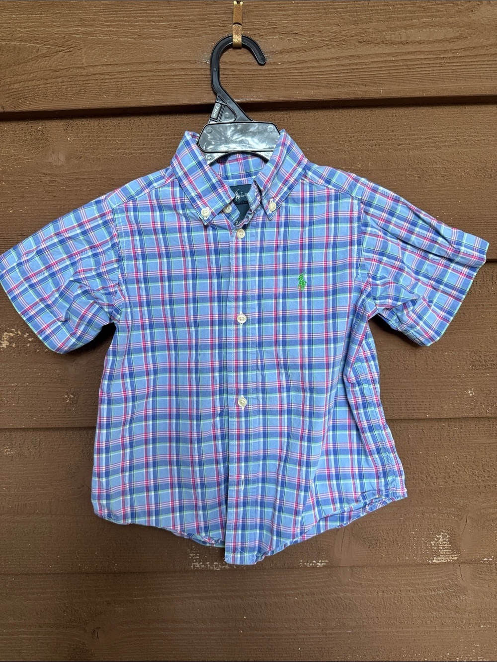 Polo by Ralph Lauren Blue & Pink Plaid Short-Sleeve Button-Down size 2T